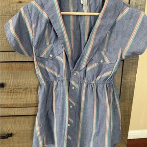 Urban Outfitters - Urban Renewal Vintage Pearl-snap Striped Blouse